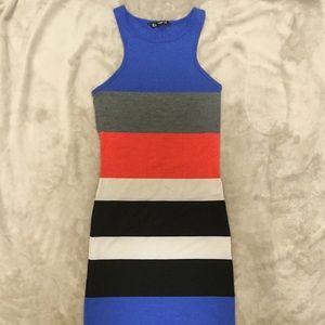 Express Sleeveless Color Block Midi Dress XS